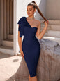 One Shoulder Bandage Dress For Women Bow Sleeveless Evening Dresses Club Party Celebrity Bodycon Sexy Party Dresses Vestidos