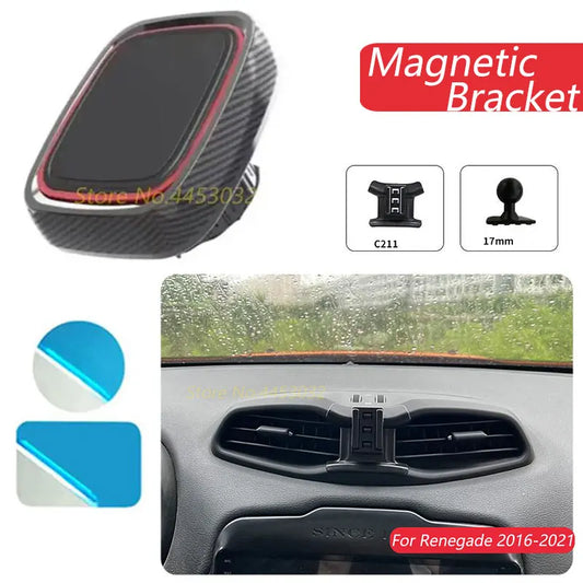 Magnetic Car Phone Holder For JEEP Renegade 2016-2021 GPS Strong Magnet Mount Holder With Base Interior Accessories