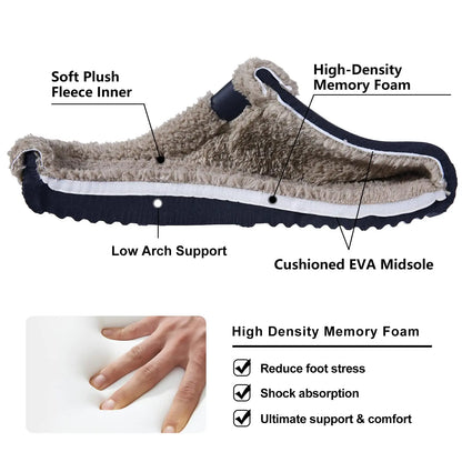 Comwarm Winter Fuzzy Colgs Slippers For Men Outdoor Waterproof Plush Lined Garden Shoes Comfort Non-slip Fur Fluffy House Slides