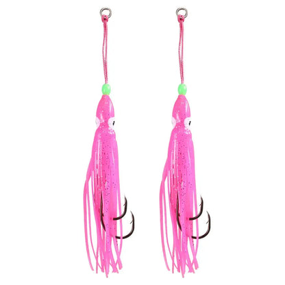 2Pcs/Lot 6cm/10cm/12cm Octopus Lure Squid Jig Fishing Soft Lures Big Squid Bionic Bait Skirt Soft Baits with Hooks