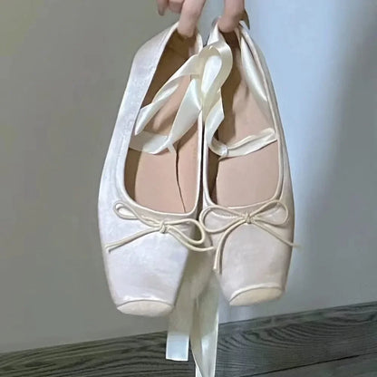 Flats Luxury Ballet Shoes Women's Autumn Strap Flat Shoes Women Temperament Square Toe Mary Jane Shoes Pink