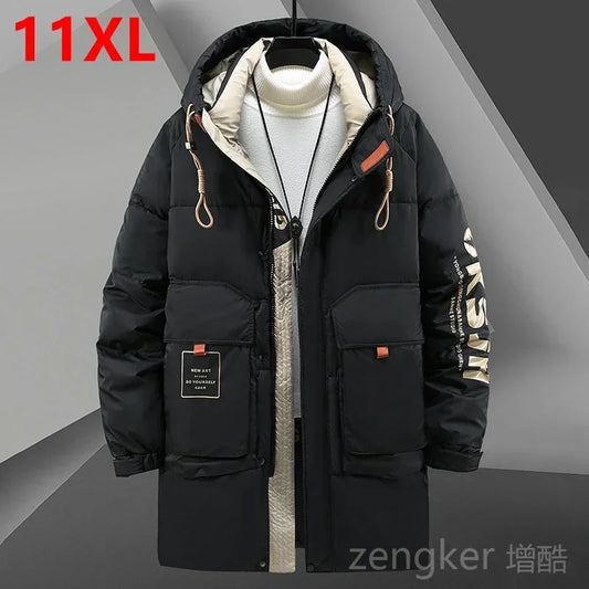 Big size men's Parkas clothing long loose casual trend man hooded plus size jacket winter jacket men 11XL 10XL coat men winter