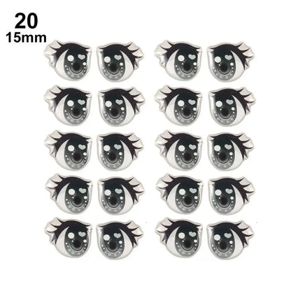 10Pairs Long Eyelashes Cute Love Cartoon Eyes Stickers Anime Figurine Doll Face Organ Paster Clay Decals DIY Doll Accessories