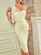 One Shoulder Bandage Dress For Women Bow Sleeveless Evening Dresses Club Party Celebrity Bodycon Sexy Party Dresses Vestidos