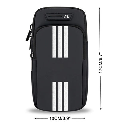 HAISSKY New Reflective Stripe Armband Bag For iPhone 15 14 13 12 Pro Max 15 Plus Elastic Zipper Running Sports Arm Phone Pouch