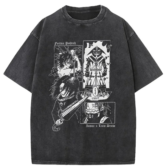 Feitan Men's T Shirt Anime Casual Tee Shirt Short Sleeve Round Collar T-Shirt Cotton Summer Streetwear Anime Clothing