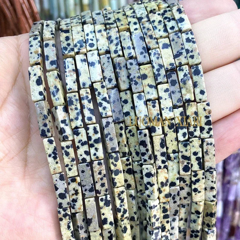 4x13mm Square Natural Stone Light Lavender Chalcedony Loose Spacer Beads for Jewelry Making Diy Bracelet Charms Accessories