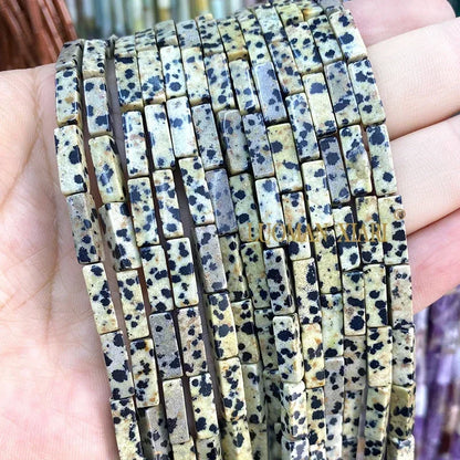 4x13mm Square Natural Stone Light Lavender Chalcedony Loose Spacer Beads for Jewelry Making Diy Bracelet Charms Accessories