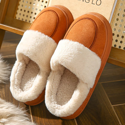 2024 New Winter Trend Concise Indoor Mule Warm Cosy Non-slip Plush Slippers For Women Closed-toe Slides Ladies Home Cotton Shoes