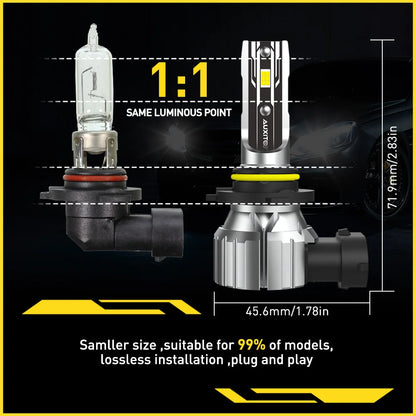 AUXITO 2Pcs HB4 9006 LED Fog Lamp Bulb H8 H11 9005 HB3 LED Bulbs Fog Light Head Light 50W High Power Fanless 6500K ZES Chip 12V