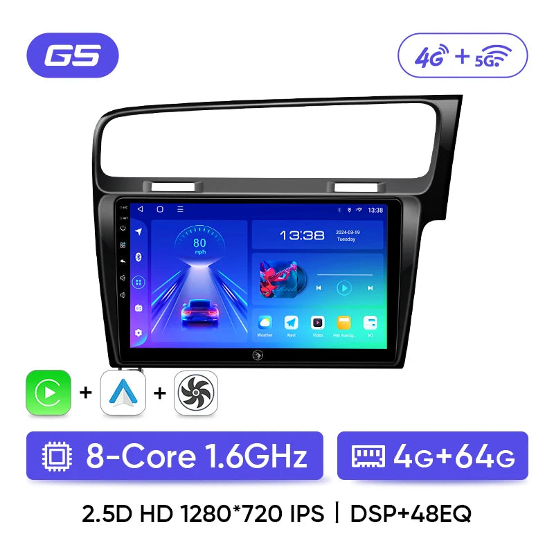 Ainavi Car Radio For Volkswagen VW Golf 7 MK7 RHD 2012 2013 2015 2017 2019 2021 Carplay Android Auto Car Multimedia Player 2 Din