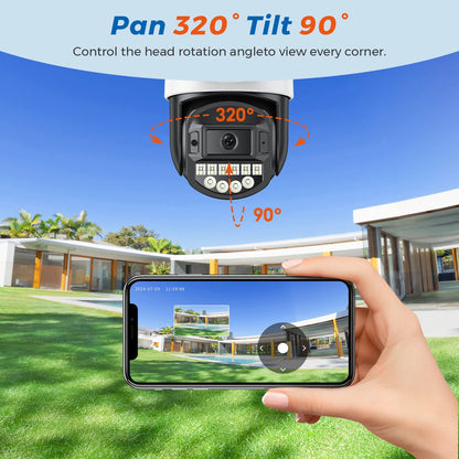 10MP IP Camera Outdoor 5G WiFi Camera 4X Zoom 4K 8MP HD Dual Lens Two Way Audio AI Auto Tracking CCTV Video Surveillance Camera