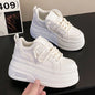Fashion Platform Sneakers Women Spring Autumn Comfort Round Toe Lace-up 8CM Thick Bottom Black White Casual Sport Shoes