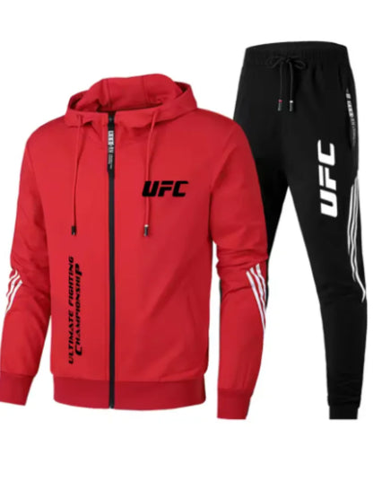 UFC Zipper Hoodie Set Comfortable Breathable Simple Casual Sports Two-Piece SetThin style