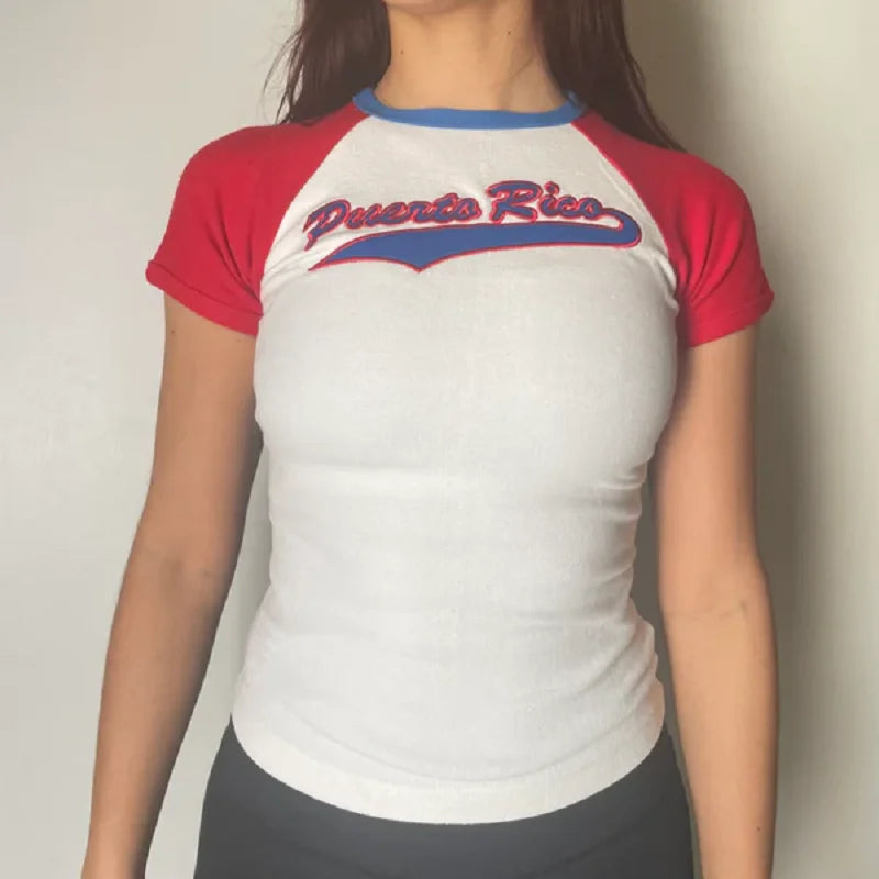 Summer Y2K Clothes T-shirt Women Letter Graphic Streetwear Crop Top Aesthetic Gothic Harajuku Tee Slim T Shirt Girl Vintage new