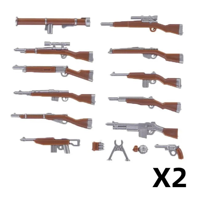 WW2 German Weapon Building Block 98K Two-color Gun US M1911 Soviet RPG Military Soldier Figure Accessories Rifle Pistol Toy C349