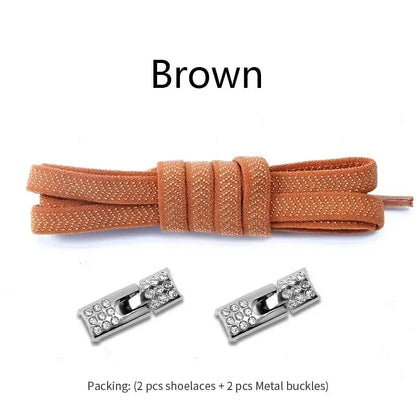 Elastic Laces Sneakers Diamond Cross Locks Shoelaces Without Ties Kids Adult 8MM Width No Tie Shoe Laces Rubber Bands Shoelace