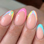 24pcs Black 3D Bow Almond Fake Nails Tips Pearl Love Sequin Design False Nails Art Removable Waterproof Artificial Press on Nail