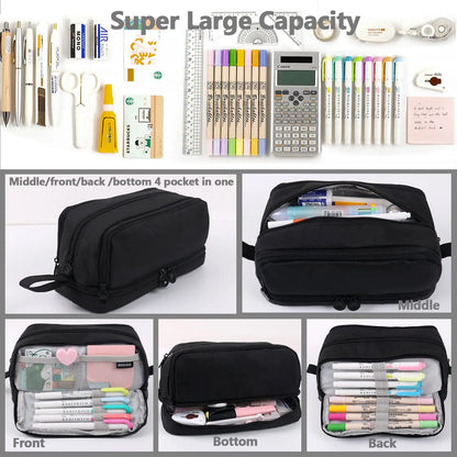 Large capacity stationery case, durable oxford cloth pencil case, portable organizer for school, office and university supplies