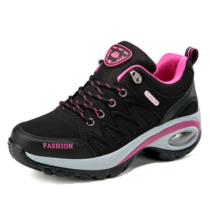 Ladies Casual Shoes Outdoor Thick Soled Wedge Hiking Shoes Ladies Casual Waterproof Hiking Sneakers Non-slip Camping Shoes