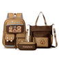 Capybara School Backpack Teens Girls School Bags Set Casual Daypack Kids 3Pcs Book Bag Kawaii Children Schoolbag Travel Backpack