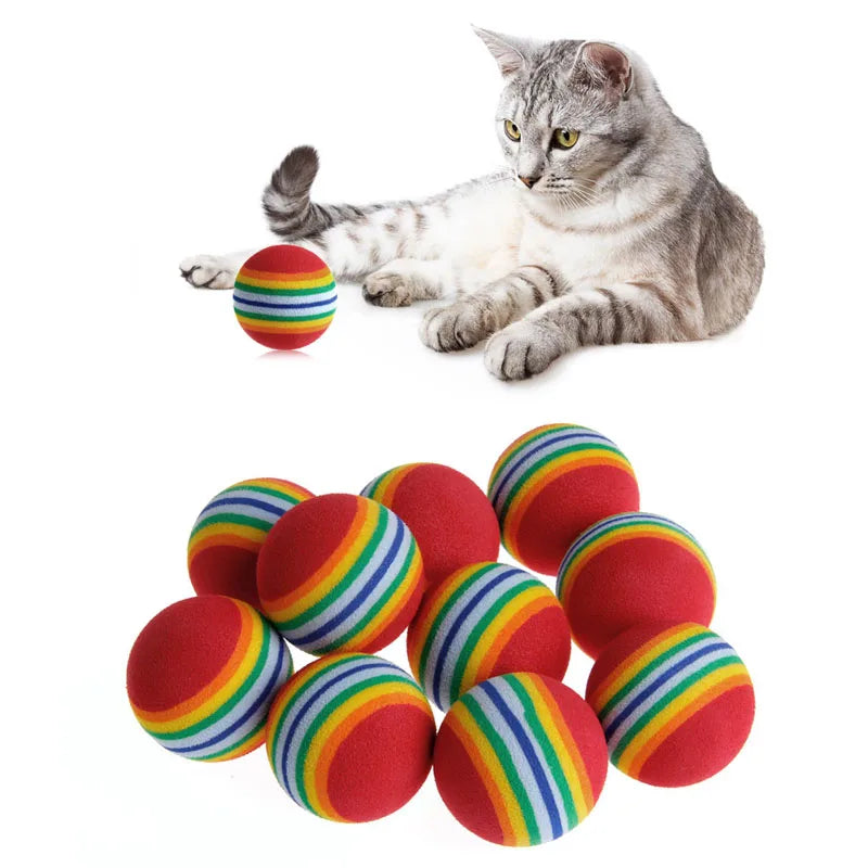 10 Pcs EVA Rainbow Balls Throwing Funny Interactive Play Chewing Rattle Scratch Toy Pet Dog Supplies