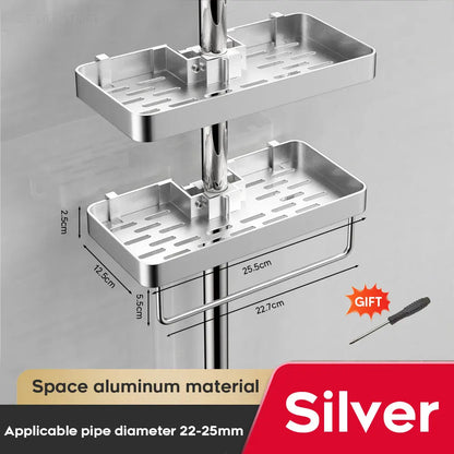 1/2PCS Shower Rack Punch-Free Bathroom Tray With Towel Bar Hooks Shampoo Holder Floating Shelf For Toilet Bathroom Organizer