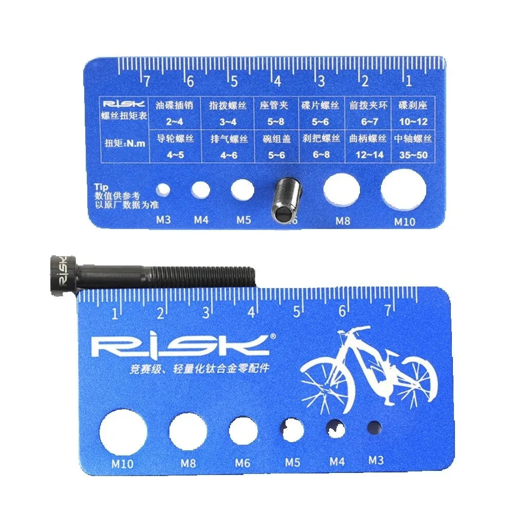 RISK MTB Road Bike Bicycle Bolt Screw Gauge Diameter Length Measure Tool Portable Screw Measuring Ruler Alloy Screw Length Meter