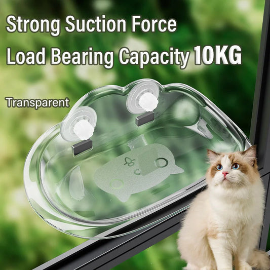 New Transparent Cloud Shape Cat Bed Strong Suction Cup Load Capacity 10KG Cat Climbing Frame Semi Open Cats Playing Pet Supplies