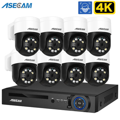 8MP 4K Face Detection Security PTZ IP Camera System Audio POE NVR Kit CCTV Humanoid Outdoor Home Video Surveillance Xmeye