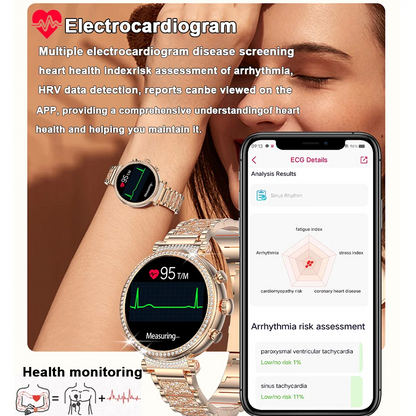 2024 New Women Medical Grade Smart Watch Blood Glucose Uric Acid Blood Lipid Menstrual Health Tester BT Talking smartwatch Women