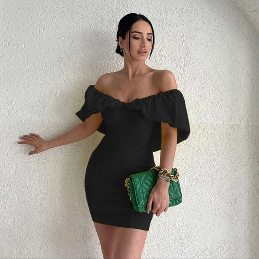 New spring style sexy waist slimming pleated shoulder bag hip dress