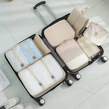 6/7 Pcs Set Travel Organizer Storage Bags Suitcase Packing Cubes Cases Portable Wardrobe Luggage Clothes Shoe Pouch Fold