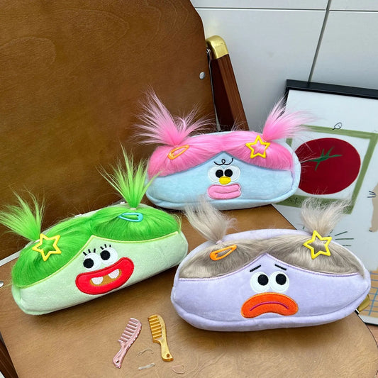 Funny Cotton Doll Pencil Case INS Large Capacity Junior and Senior High School Students Stationery Storage Bag Stationery Box