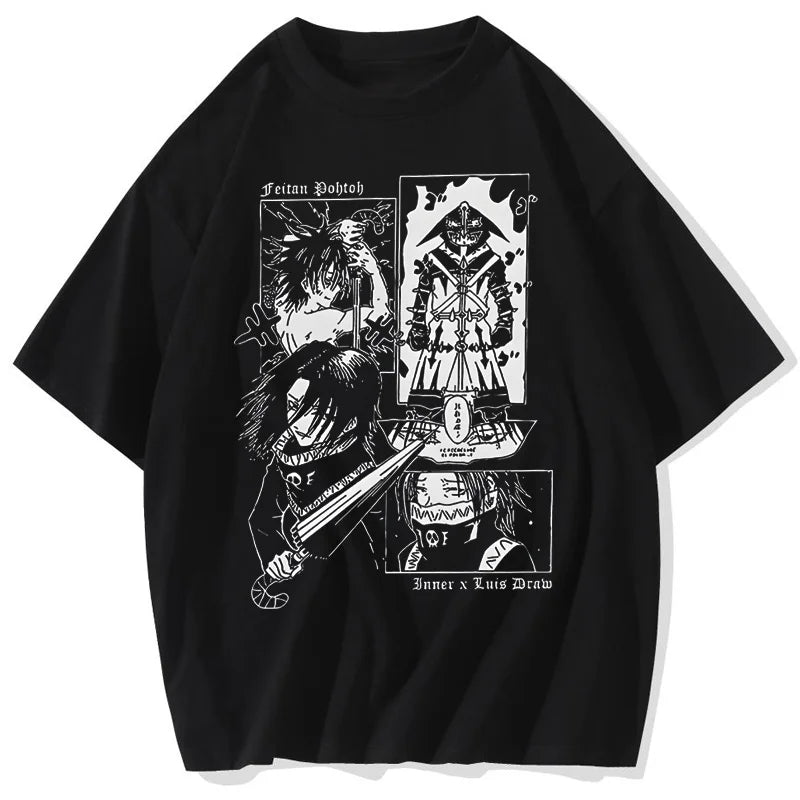 Feitan Men's T Shirt Anime Casual Tee Shirt Short Sleeve Round Collar T-Shirt Cotton Summer Streetwear Anime Clothing