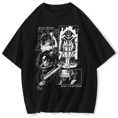 Feitan Men's T Shirt Anime Casual Tee Shirt Short Sleeve Round Collar T-Shirt Cotton Summer Streetwear Anime Clothing