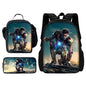 Cartoon Man M-Marvels Iron 3 pcs set Child School Backpack with Lunch Bags ,Pencil Bags School Bags for Boys Girls Best Gift