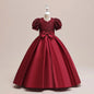 Sequin Elegant Kids Party Dresses For Girls Children Green Christmas Wedding Birthday Gown Bow Girl Princess Evening Dress 4-14Y