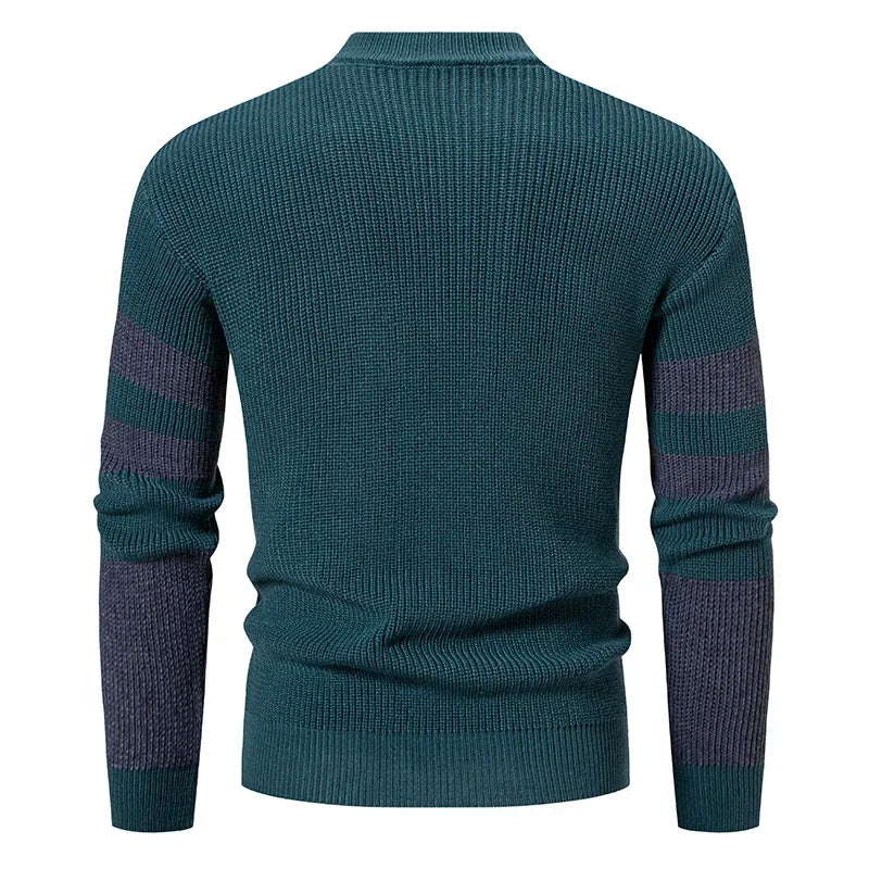 2025 High Quality Men's New Autumn and Winter Casual Warm Color Block Sweater Knit Tops Man Clothes