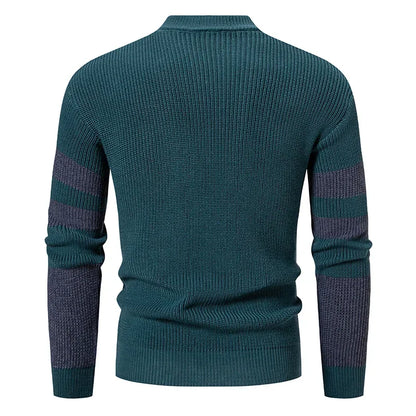 2025 High Quality Men's New Autumn and Winter Casual Warm Color Block Sweater Knit Tops Man Clothes
