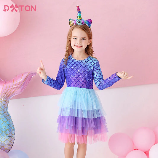 DXTON Kids Girls Dress Winter Princess Girls Party Dress Long Sleeve Baby Children's Clothing Birthday Gown Vestidos Robe Fille