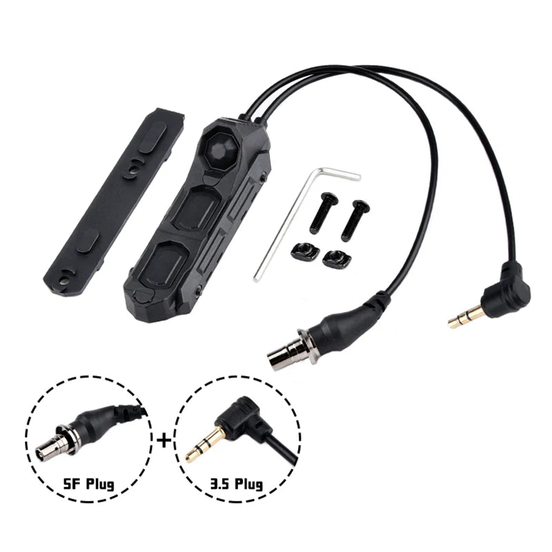 WADSN Airsoft Axon Tactical Dual Function Switch Remote Button M300 M600 SF Plug NGAL PEQ OGL L3 Laser FIT Mlok Keymod 20mm Rail