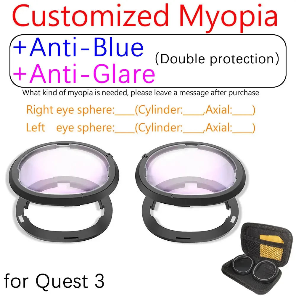 Magnetic Eyeglass Frame for Quest 3 Prescription Lenses Anti Blue Myopia Lens VR Glasses Optics Lens Replacement Accessories