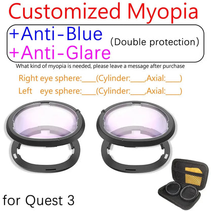 Magnetic Eyeglass Frame for Quest 3 Prescription Lenses Anti Blue Myopia Lens VR Glasses Optics Lens Replacement Accessories