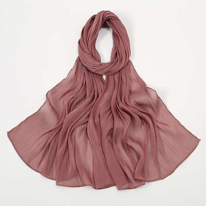 New Premium Silk Crinkle Hijab Scarf Women Shawls Plain Muslim Women Hijabs Breathab Islam Women Turban Pleated Scarf Ramadan