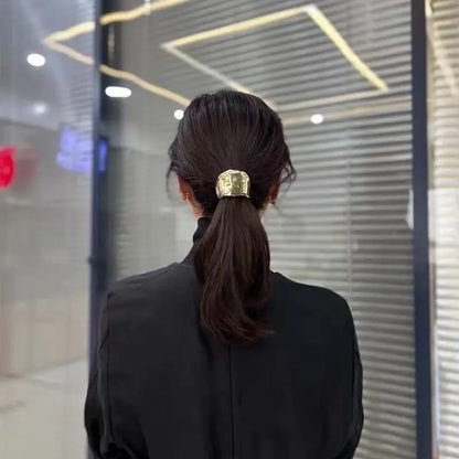 Bohemia Style Ponytail Buckle Simple Metal Copper Cast Concave and Convex Craft Hair Buckle Retro Clip Hair Fork Hair Style Clip
