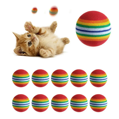 10 Pcs EVA Rainbow Balls Throwing Funny Interactive Play Chewing Rattle Scratch Toy Pet Dog Supplies