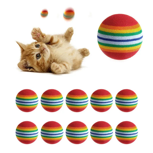 10 Pcs EVA Rainbow Balls Throwing Funny Interactive Play Chewing Rattle Scratch Toy Pet Dog Supplies