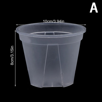 1Pc Clear Flower Pot Planter With Tray 10cm/12cm/14cm PP Transparent Flower Pot Orchid Pot With Holes For Home Office Desk