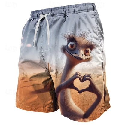 Funny Animals Graphic Beach Shorts Fashion Summer Street Unisex 3D Printed Swim Trunks Casual Beach Vacation Kids Short Pants